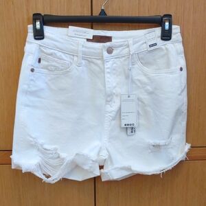 NWOT White Ripped Denim Shorts SZ L By Judy Blue